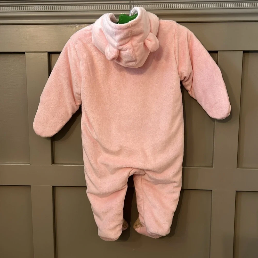 Carter's Just One You Monkey Snow Suit Baby Pink Velour Hood Mittens Sz 6 Months